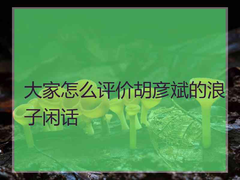 大家怎么评价胡彦斌的浪子闲话