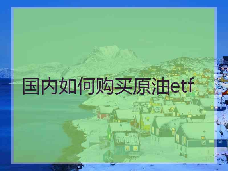 国内如何购买原油etf