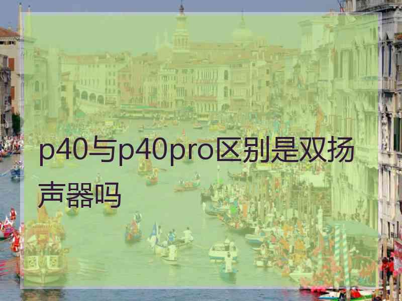 p40与p40pro区别是双扬声器吗