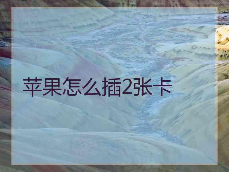 苹果怎么插2张卡
