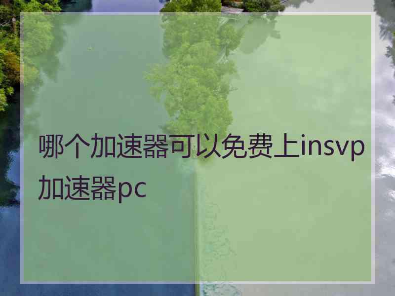 哪个加速器可以免费上insvp加速器pc