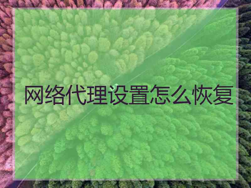网络代理设置怎么恢复