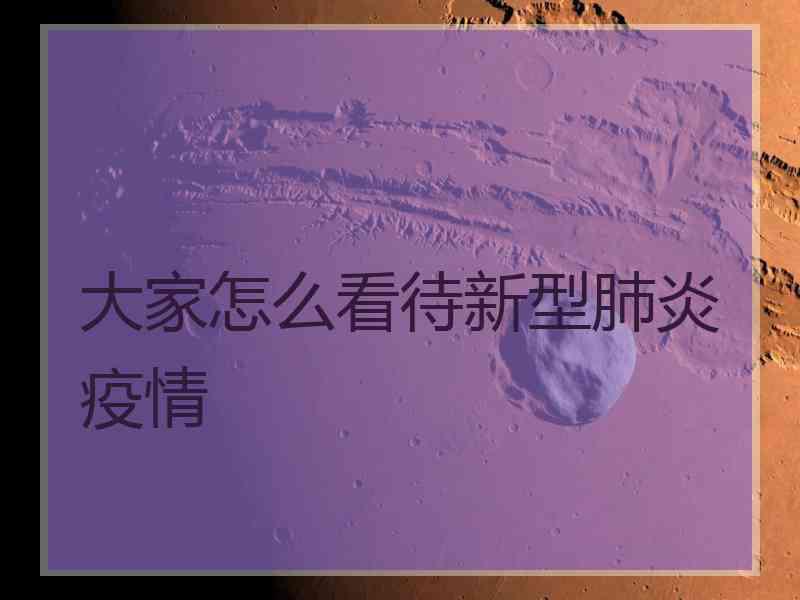 大家怎么看待新型肺炎疫情