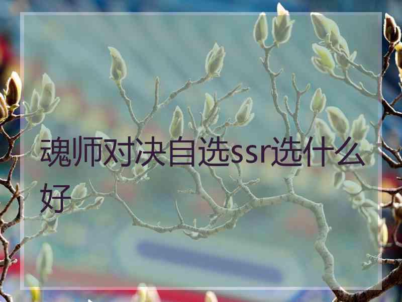 魂师对决自选ssr选什么好