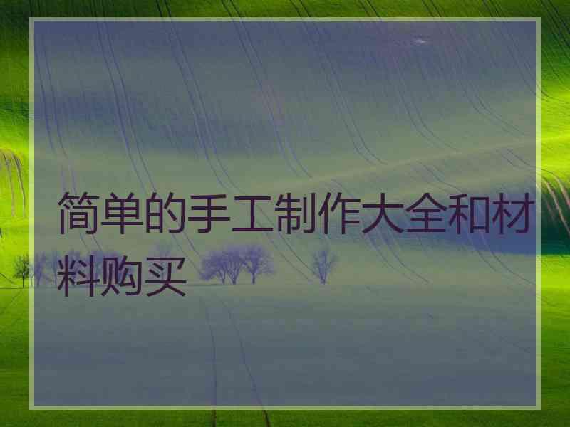 简单的手工制作大全和材料购买