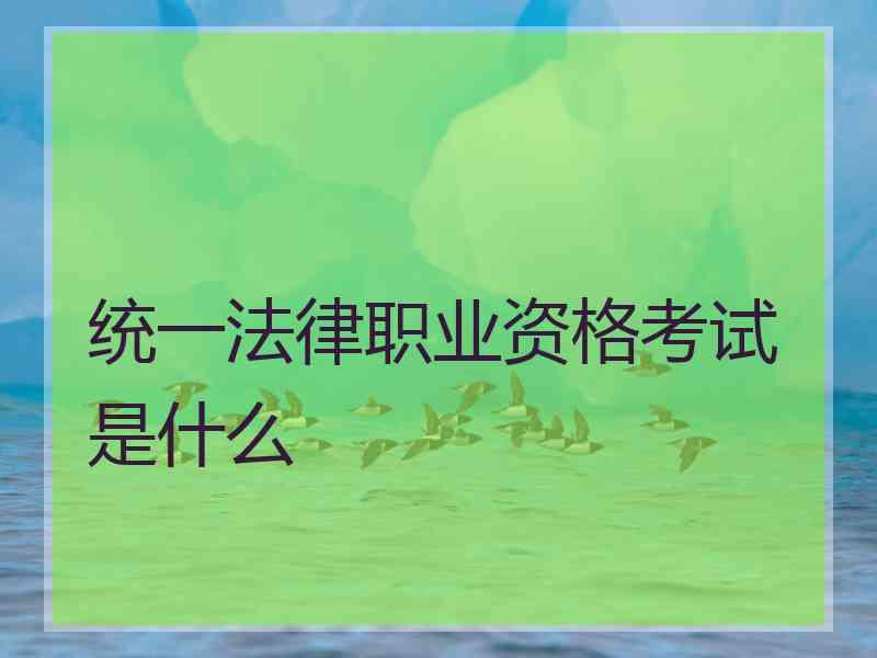 统一法律职业资格考试是什么
