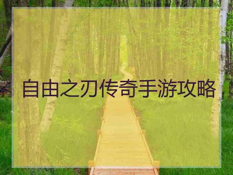 自由之刃传奇手游攻略