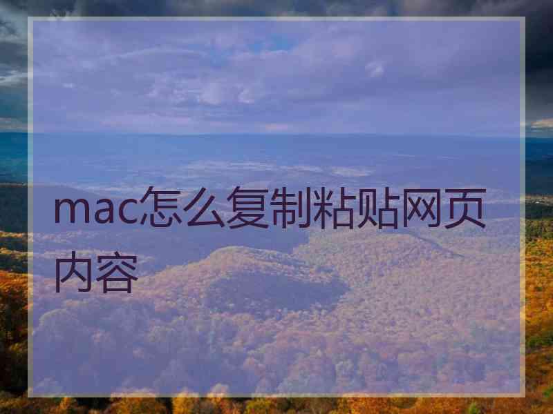 mac怎么复制粘贴网页内容