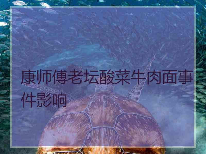 康师傅老坛酸菜牛肉面事件影响