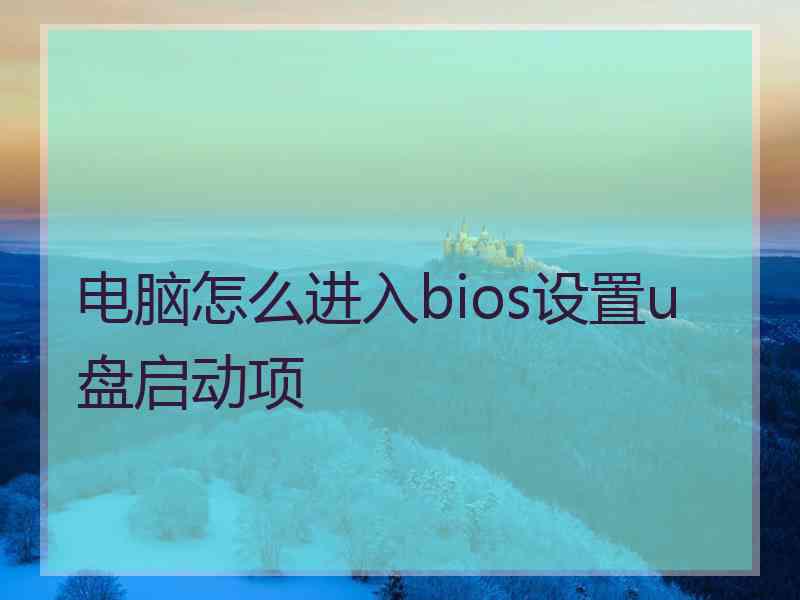 电脑怎么进入bios设置u盘启动项