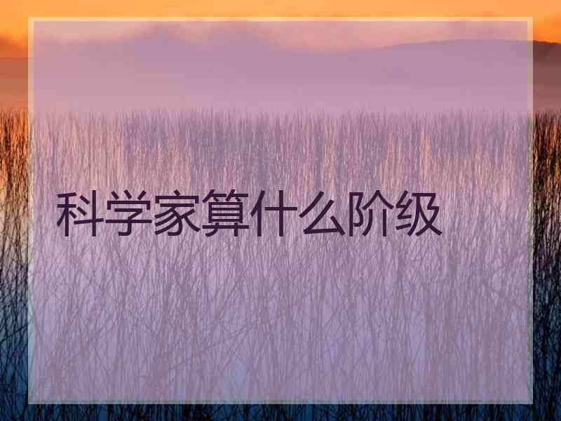 科学家算什么阶级