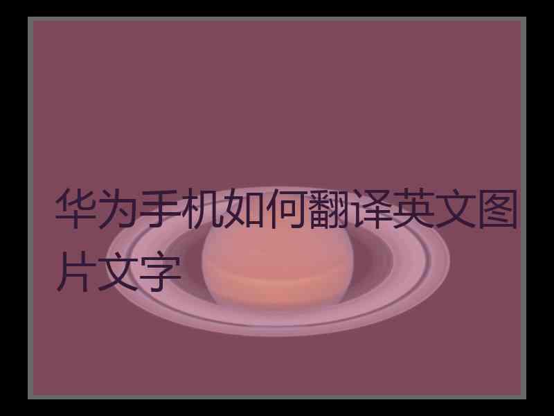 华为手机如何翻译英文图片文字