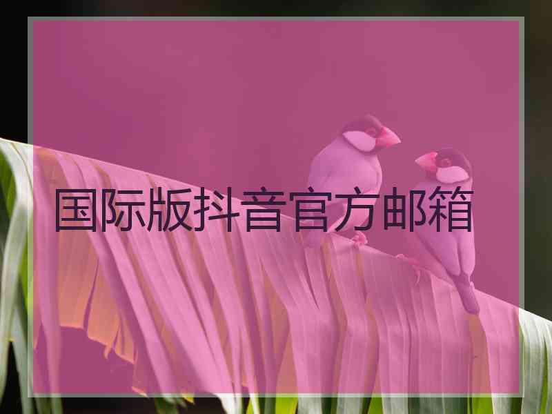 国际版抖音官方邮箱