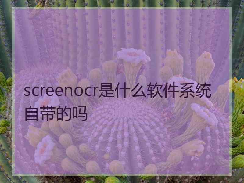 screenocr是什么软件系统自带的吗
