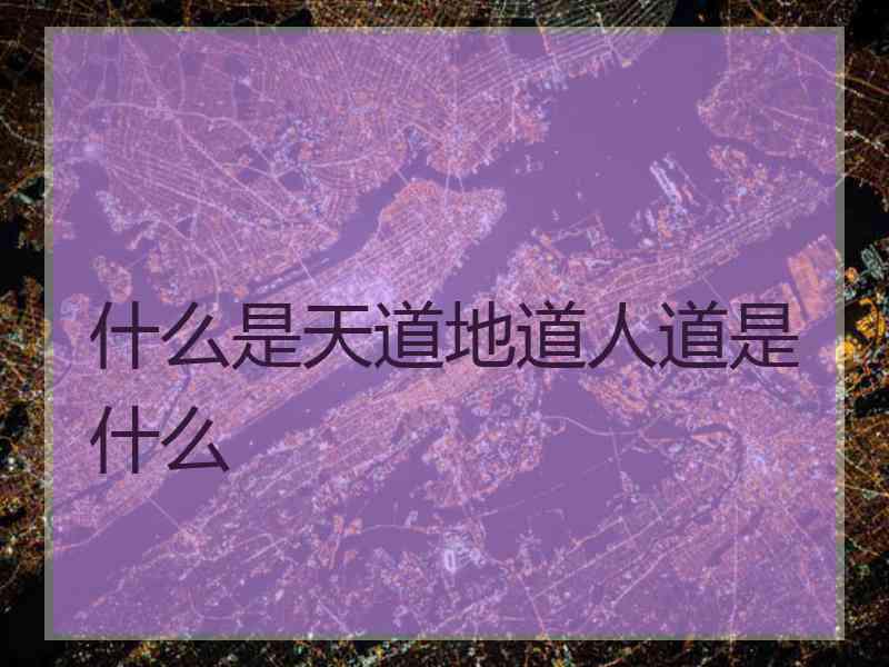 什么是天道地道人道是什么