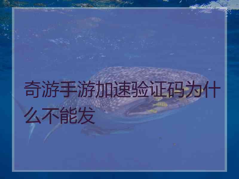 奇游手游加速验证码为什么不能发