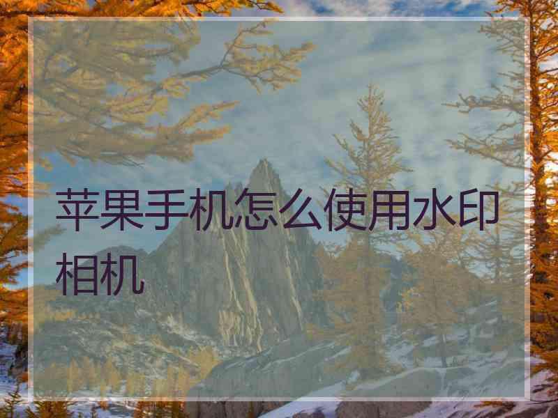 苹果手机怎么使用水印相机