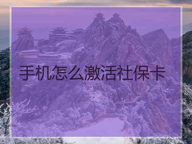 手机怎么激活社保卡