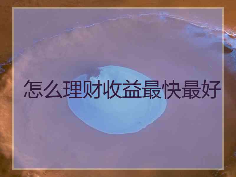 怎么理财收益最快最好