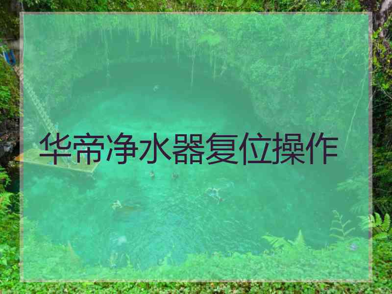 华帝净水器复位操作