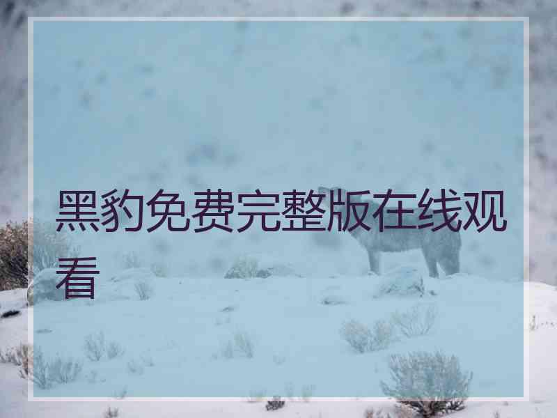 黑豹免费完整版在线观看