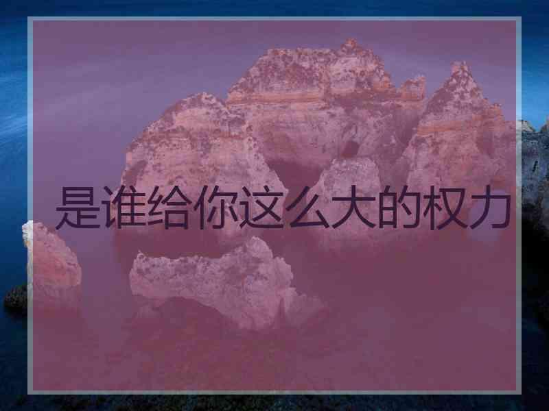 是谁给你这么大的权力