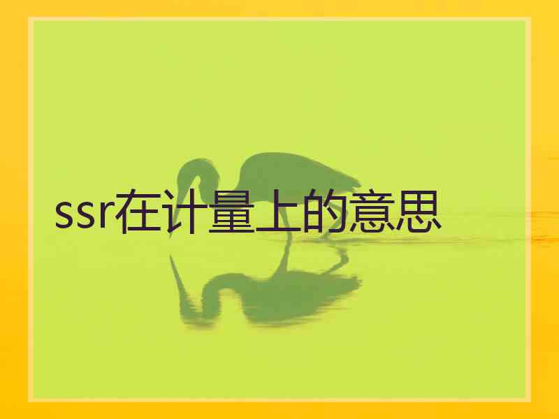 ssr在计量上的意思