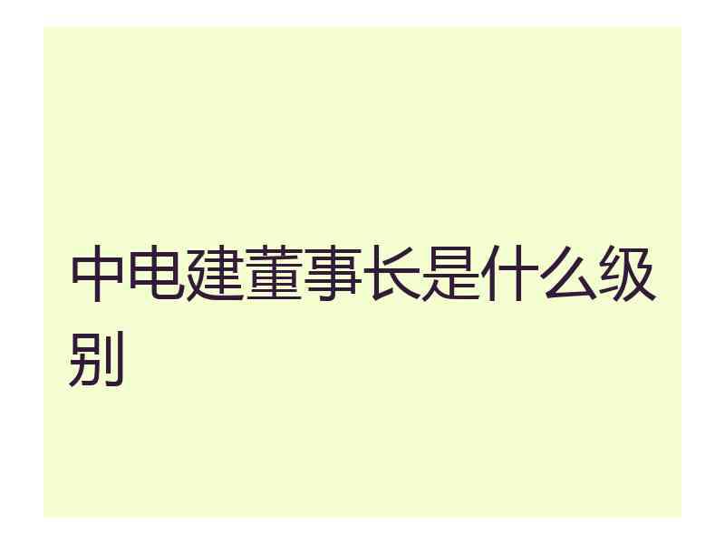 中电建董事长是什么级别