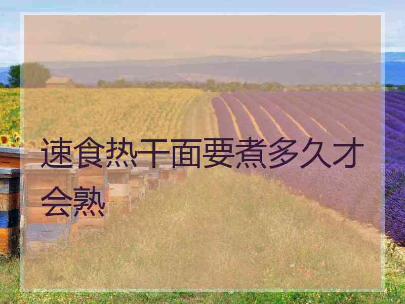 速食热干面要煮多久才会熟