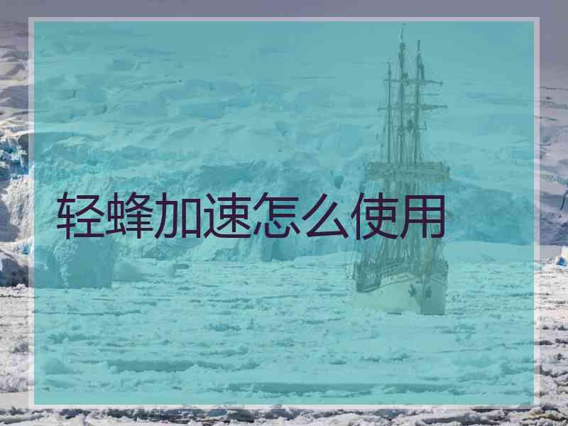 轻蜂加速怎么使用
