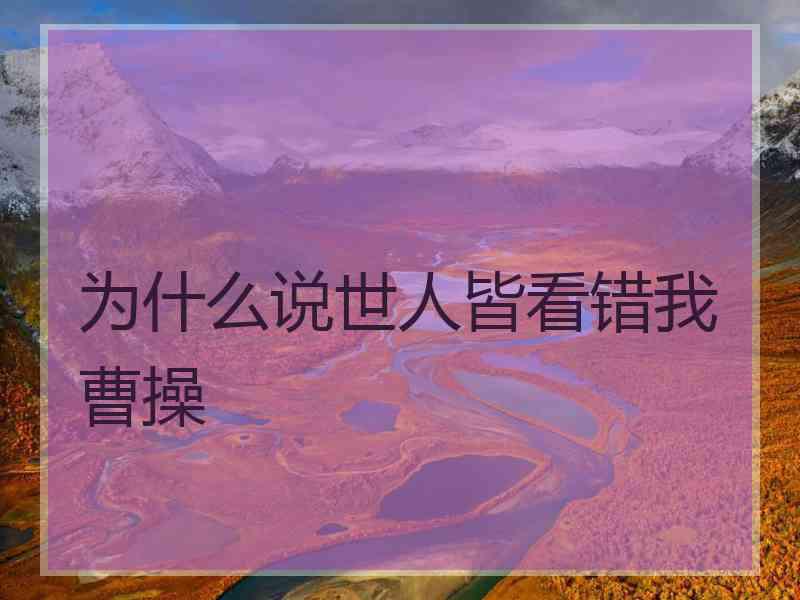 为什么说世人皆看错我曹操