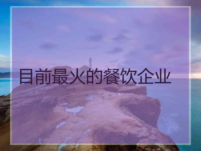 目前最火的餐饮企业