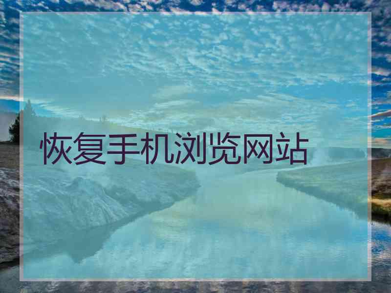 恢复手机浏览网站