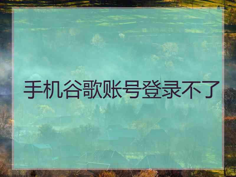 手机谷歌账号登录不了