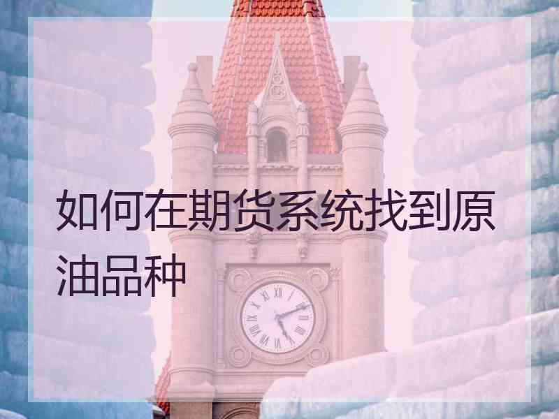 如何在期货系统找到原油品种