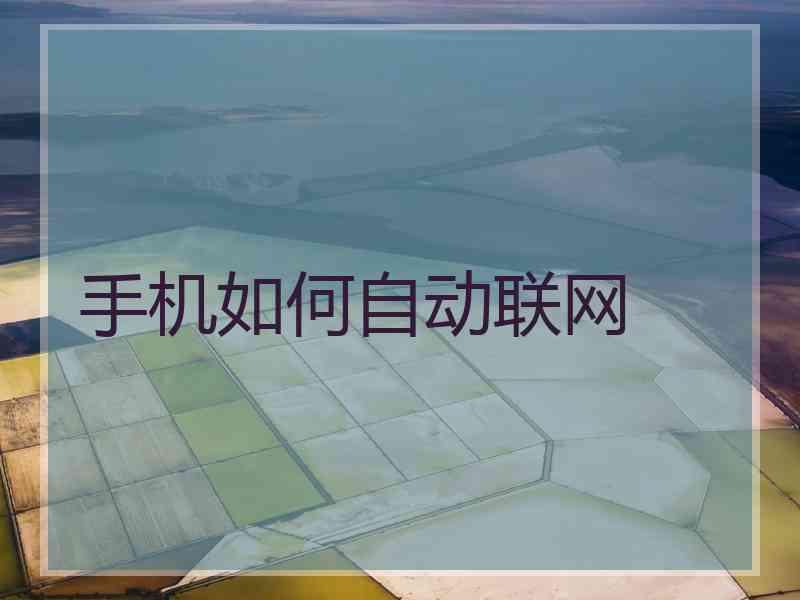 手机如何自动联网