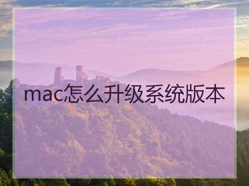 mac怎么升级系统版本