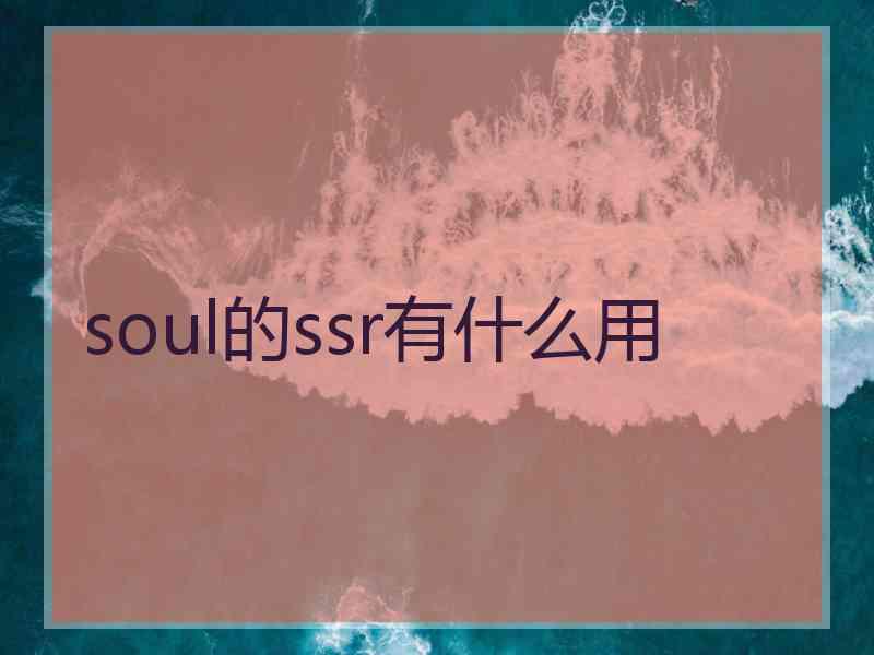 soul的ssr有什么用