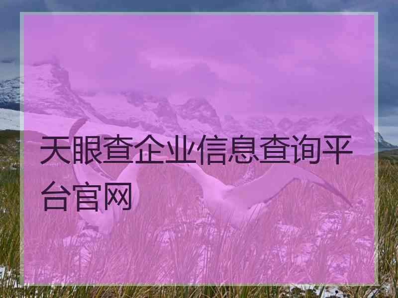 天眼查企业信息查询平台官网