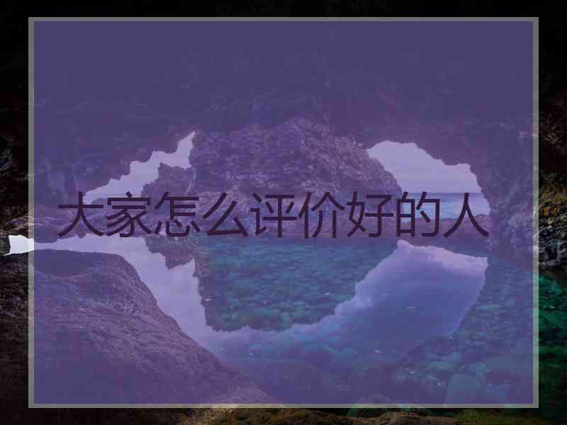 大家怎么评价好的人