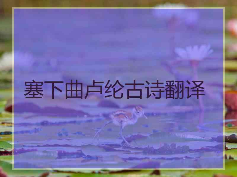 塞下曲卢纶古诗翻译