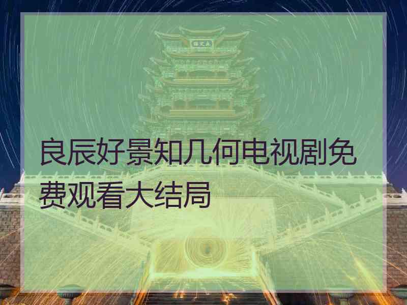 良辰好景知几何电视剧免费观看大结局
