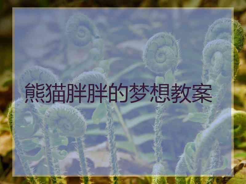 熊猫胖胖的梦想教案
