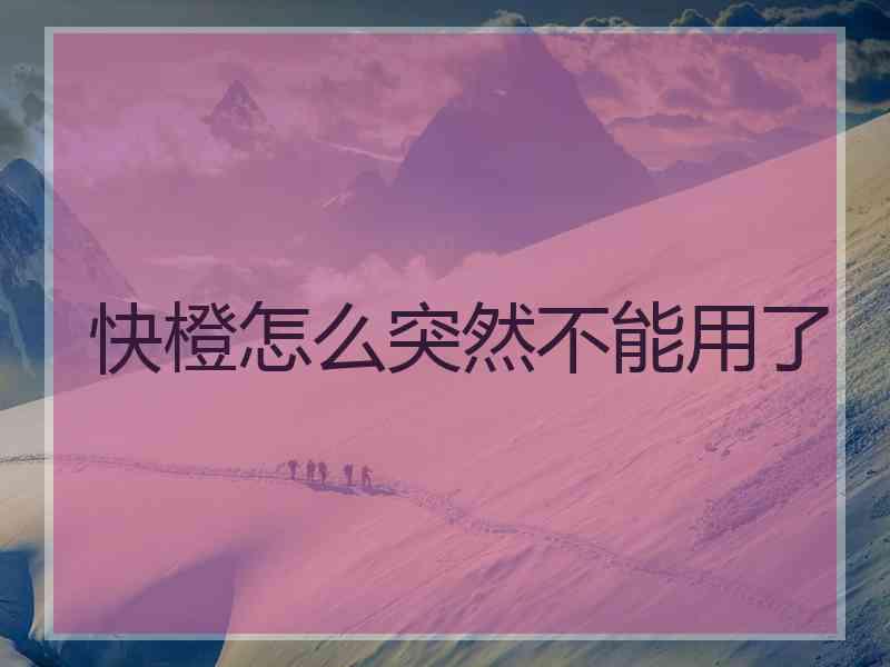 快橙怎么突然不能用了