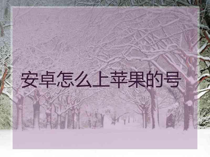 安卓怎么上苹果的号