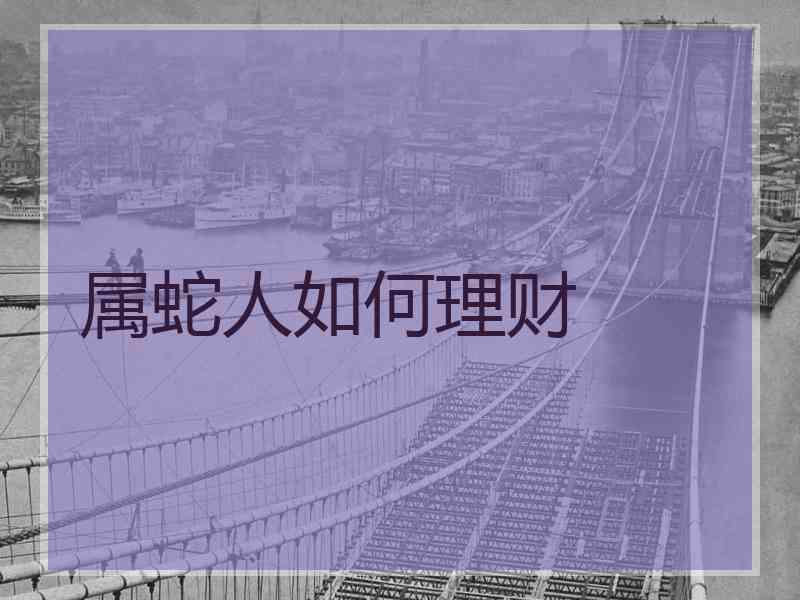 属蛇人如何理财