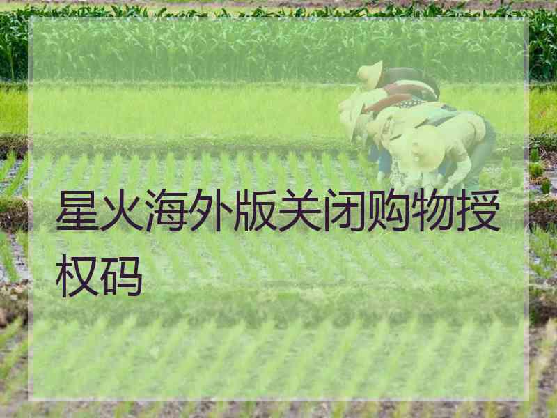 星火海外版关闭购物授权码