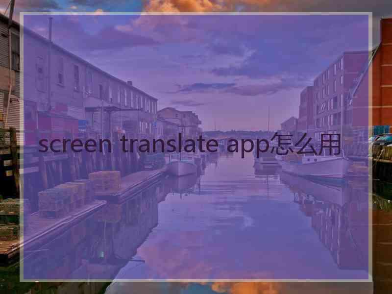 screen translate app怎么用
