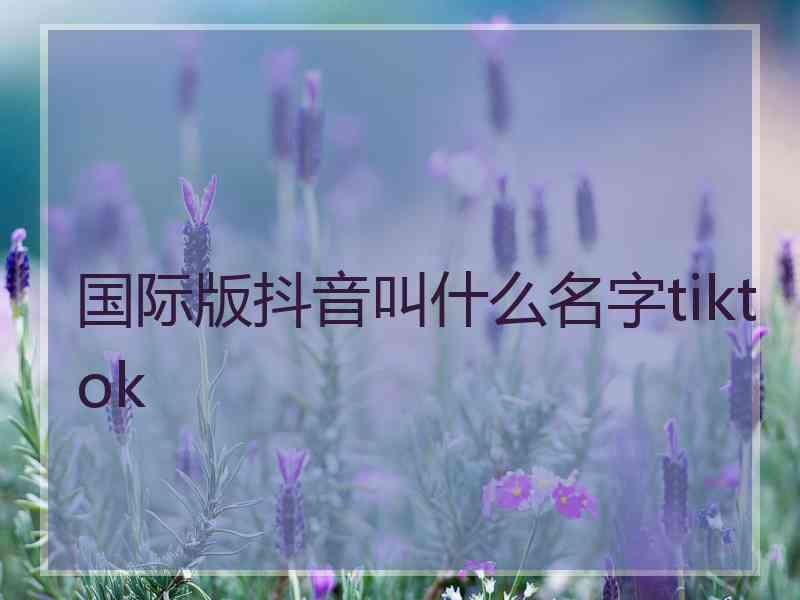 国际版抖音叫什么名字tiktok