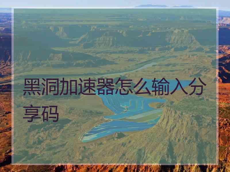 黑洞加速器怎么输入分享码